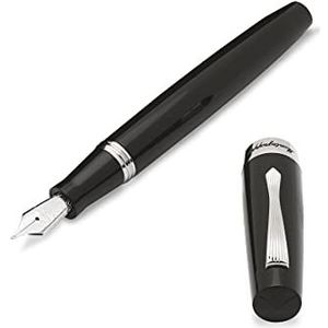 Montegrappa Elmo 02 Jet Black vulpen in de kleur zwart, gemaakt van edelhars en roestvrij staal, veerdikte: EF, afmetingen: 14,2 x 1,7 cm, 35g, ISE2R1AC