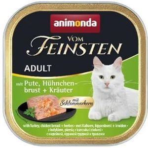 Animonda Vom Feinsten Adult Kattenvoer, Nat Voer Voor Volwassen Katten, Met Poeder, Kippenborst + Kruiden, 32 X 100 G