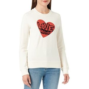 Love Moschino Dames Slim Fit L met Brand Heart Print. Sweatshirt, crème, 42