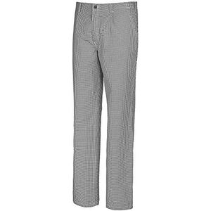 BP 1353-910-18-44 Kok-/bakkersbroek, met plooien en zakken, 220,00 g/m² puur katoen, blauw-wit pied-de-poule patroon, 44