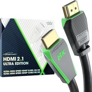 KabelDirekt – 8K HDMI 2.1 kabel, gecertificeerde Gamer-editie – 3 m (8K@60Hz, Ultra High Speed/48G voor 10K, 8K of ultrasnel 144 Hz bij 4K, optimaal voor PS5/Xbox en Gaming PC, Monitor/TV, grijs)