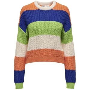 ONLNIKKA LS Stripe O-Neck CC KNT, Berken/Stripes: oranje C/surf The Web/Jasmine Green, S
