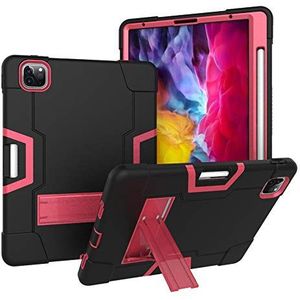 iPad Pro 12,9 inch hoes, hoogwaardige hybride schokdemper, harde hulsafdekking rubber -standaard voor Apple iPad Pro 12,9 2018/2020 zwart + roze