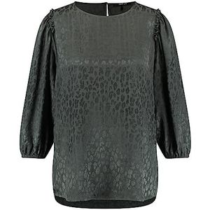 Taifun Damesblouse met 3/4 mouwen, met dierendessin pofmouwen, elastische mouwzoom, 3/4 mouw, 3/4 mouw, dierenprint, Coal Grey, 42