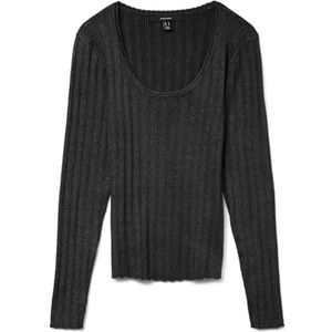 VERO MODA Vmwillow Pointelle Ls U-NCK Pullover Boo, zwart, XS