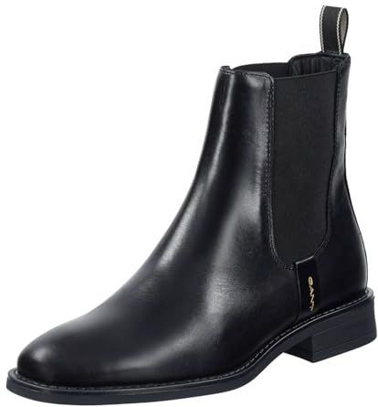 GANT - Enkellaarsjes - Zwart - Glad Leer - Blokhak