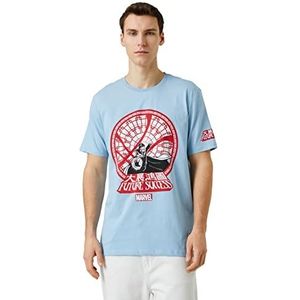 Koton Marvel Oversized Licensed Printed T-shirt voor heren, blauw (648), S