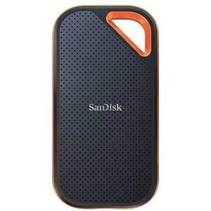 SanDisk Extreme PRO 2TB NVMe SSD (draagbare NVMe SSD, USB-C, tot 1050 MB/s lezen en 1050 MB/s schrijven, robuust en waterbestendig, karabijnhaak)]