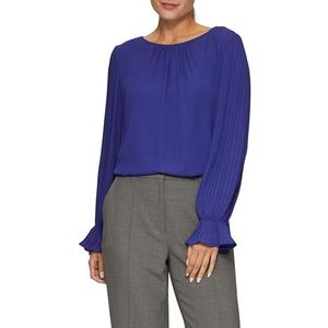 Blouse - Effen - Gedrapeerd - Plissé - Lange Mouw - Losse Pasvorm