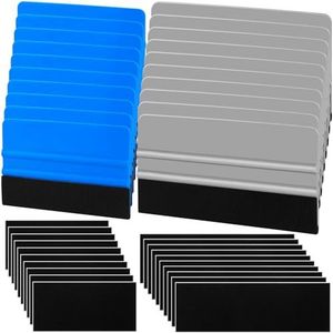 Arayker 20 Pack Vilt Rand Squeegee 4 Inch/6 Inch Vinyl Wrap Raamfilm Tint Squeegee Decal Applicator Schraper Tool met 20 STKS Zwarte Stof Vilt Rand