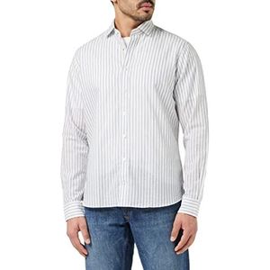 HACKETT LONDON Heren COTT LIN MELANGE STR Shirt, 9BFGREY/Navy, XS