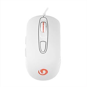 Nuwo Loki Gaming-muis met USB-kabel, optische muis voor pc, ergonomisch, 6 programmeerbare toetsen, 4 dpi instelbaar (800/1200/1800/2400), 7 led-kleuren - wit