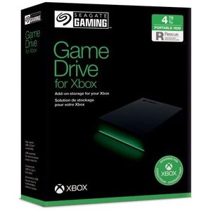 Seagate Game Drive for Xbox, 4TB, External Hard Drive Portable, USB 3.2 Gen 1, Black with built-in green LED bar, Xbox Certified, 2 year Rescue Services (STKX4000402)