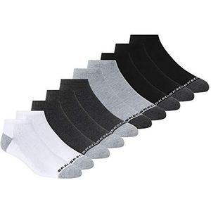 Skechers Men's 10 Pack No Show Socks, White/Black, One Size