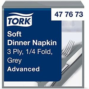 Tork Soft Dinnerservet Grijs, 1/4-vouw 3-laags, 40 x 39 cm, 12 x 100 servetten, 477673