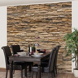 Apalis Steen-look vliesbehang Andalusia Stonewall fotobehang vierkant | vliesbehang wandbehang muurschildering foto 3D fotobehang voor slaapkamer woonkamer keuken | Maat: 336x336 cm, meerkleurig,