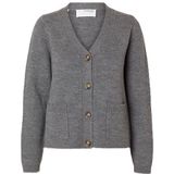 SELECTED - Gebreid Vest - Grijs Gemêleerd - Ana
