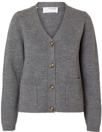 SELECTED - Gebreid Vest - Grijs Gemêleerd - Ana