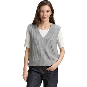 TOM TAILOR dames pullunder, 21373 - Medium Silver Grey Melange, XXS