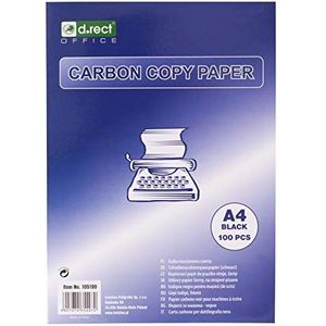 D.RECT Koolpapier voor schrijfmachine, DIN A4, machinekopapier, Carbon Copy papier, zwart, 100 vellen