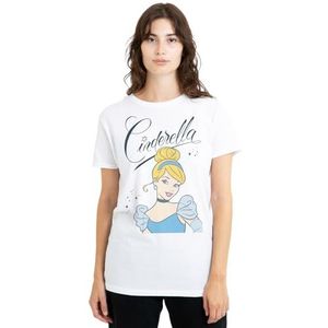 Cinderella Headshot met Fancy Script dames T-shirt, wit, klein, Wit, S