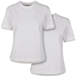 Build your Brand Dames T-Shirt Ladies Laces Tee 2-Pack White XXL, wit, XXL
