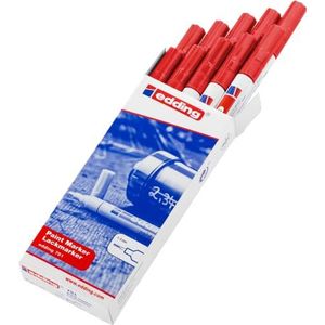 edding 751 lakmarker - rood - 10 verfstiften - ronde punt 1-2 mm - verfstift voor markeren en labelen van metaal, glass, steen of plastic - hittebestendig, permanent, veegvast en watervast