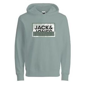 Jack & Jones Jcologan Print Sweat Hood Sn Mni, Aqua Gray, 110