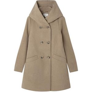 Springfield Stoffen mantel met capuchon, paspelzakken en knopen aan de voorkant om te sluiten, bruin, maat 36