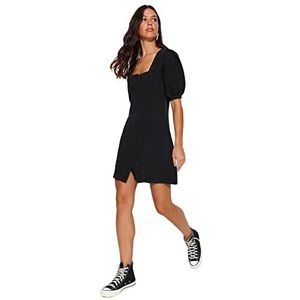 Trendyol Dames Shift getailleerde denim jurk, zwart, 36, Zwart, 34