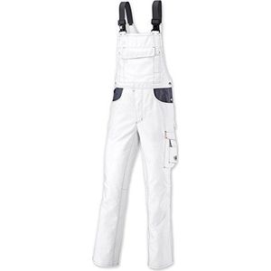 BP Workwear 1790-555-21 tuinbroek - stretchbretels met kunststof clipsluitingen - verstelbare tailleband - 65% polyester, 35% katoen - korte pasvorm - maat: 48s - kleur: wit/donkergrijs