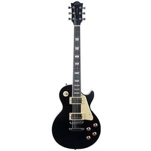 EKO Guitars LS-300 elektrische gitaar, populier lichaam, esdoorngreep, WPC toets, 2 Humbucker pick-ups, Tune-O-Matic Bridge, 22 frets, standaard schaal, kleur zwart