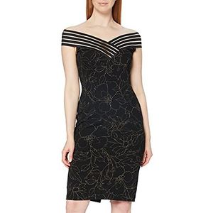 Gina Bacconi Dames Metallic Crêpe Jurk Cocktail, zwart/goud, 34 NL