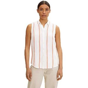 TOM TAILOR Dames Basic blouse-top 1031259, 29556 - Offwhite Vertical Paint Stripe, 36