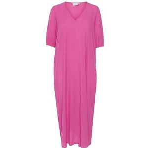 KAFFE Maxi-jurk met V-hals voor dames, relaxte pasvorm, halve lengte, zakken, Roze Paars, 36