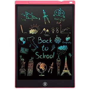 PINKCAT 12 inch kleurrijk lcd-schrijfbord, groot tekenbord, kinderen en volwassenen, schrijven, tekenen, geschikt voor kinderen, thuis, school en kantoor (roze)