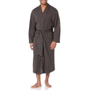 Amazon Essentials Men's Lichtgewicht badjas met wafelpatroon (verkrijgbaar in grote en lange maten), Houtskoolzwart, M-L
