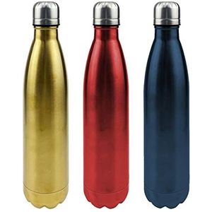 DKD Home Decor Thermosfles rood blauw goud roestvrij staal PP (polypropyleen) (500 ml) (3 stuks)