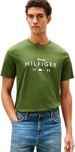Tommy Hilfiger Mannen merk liefde grote Hilfiger TEE MW0MW41455 S/S T-Shirt, groen, XS, Groen (Mountain Pine), XS