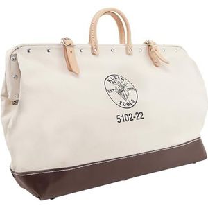 Klein Tools 5102-22 Heavy Duty natuurlijke canvas gereedschapstas, gereedschapstas, multifunctionele tas met brede scharnierende opening en lederen handgrepen, 5102-22 inch