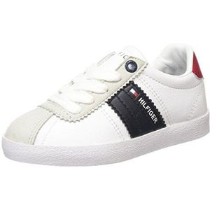 Tommy Hilfiger Unisex J3285ules 1c-4 Low-Top J3285ules 1, Wit Wit Wit Midnight Tango Red 100, 34 EU