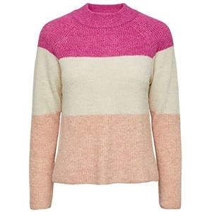 PIECES Dames PCELLEN LS Colour Block Knit NOOS BC pullover, Rose Violet/Stripes: WGRA-Rose Cloud, L