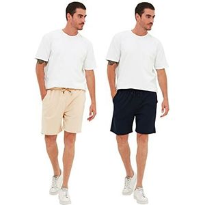 Trendyol Heren regular fit 2 pakket shorts & bermuda casual shorts, marineblauw, large