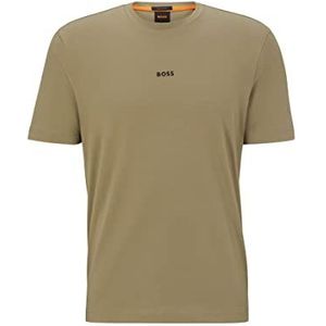 BOSS Heren TChup Relaxed-Fit T-shirt van stretchkatoen met logo-print, Licht/Pastel Green336, L