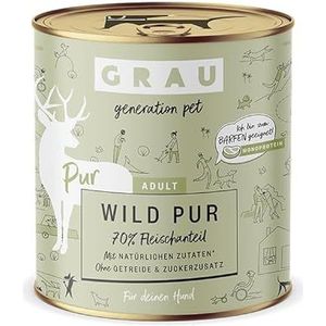 GRAU - het origineel - Natvoer voor honden - Wild Pur, 6 verpakking (6 x 800 g), graanvrij, voor volwassen honden