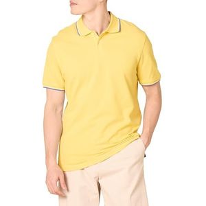 Amazon Essentials Men's Poloshirt van piqué-katoen met slanke pasvorm, Geel/Blauw/Wit, XS
