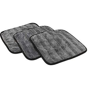 The Rag Company - De Gauntlet Drooghanddoek (3-Pack) 70/30 Blend Koreaanse Microfiber, Ontworpen om voertuigen sneller, grondiger en zachter te drogen dan andere, 900 g/m², 30 x 30 cm, grijs