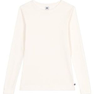 Petit Bateau Iconisch T-shirt van wol en katoen met lange mouwen voor dames, Milk, XL