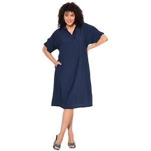 Ulla Popken Polojurk voor dames, grote maten, plus size, met split op de mouwen, marineblauw, 46-48