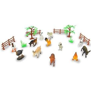 JAMARA 460476 - Dierspeelset Farm Animals 3,5 20-delig ideale accessoire voor elke speelgoedboerderij, liefdevolle details, bevordert het rollenspel en de fantasie, hoogte: 30-95 mm, meerkleurig